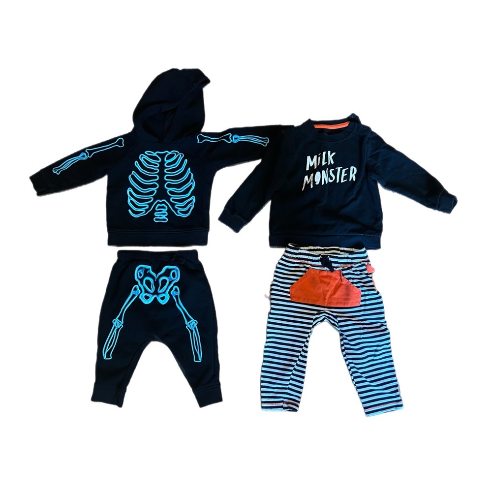 12m Baby Halloween Costume Outfits Cat & Jack Milk Monster Glowing Skeleton Set